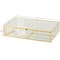 10" x 7" x 2" Clear & Gold 3-Slot Glass & Metal Jewelry Box with Chain Accent